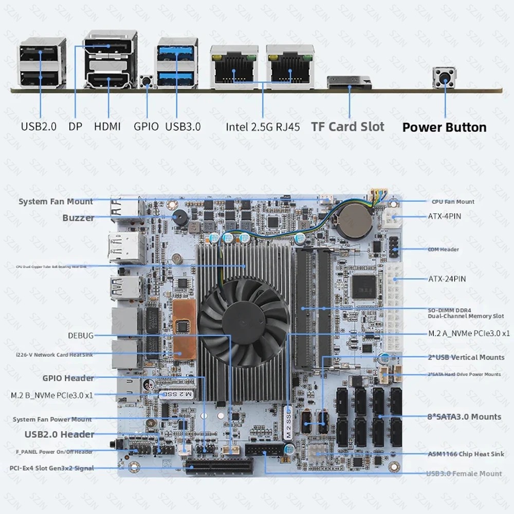 I5-8265U ES 8 SATA NAS 메인보드 2  - Mini Itx Dual 2.5G Nas Motherboard 리뷰 및 가격