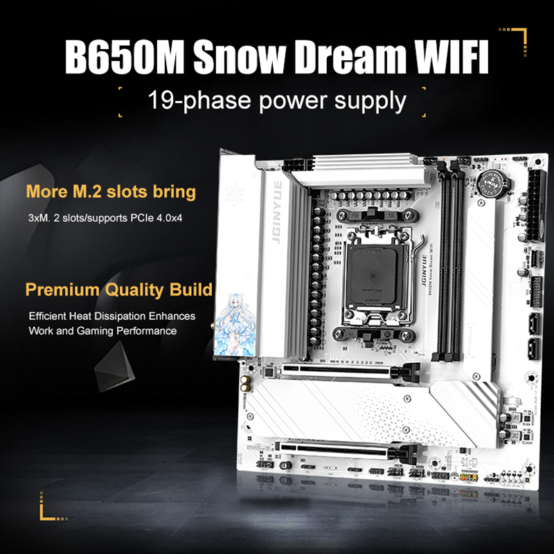 JGINYUE B650M 스노우 드림 WIFI 6E 마 - Am5 Micro Atx Pcie 5.0 Motherboard 리뷰 및 가격
